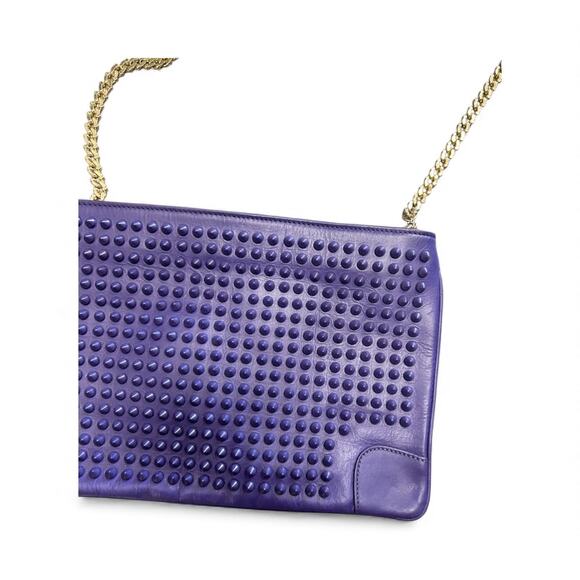 Christian Louboutin Chain shoulder Leather bag studs Spike Pouch Pik Pik Purple - Picture 5 of 10